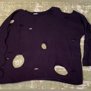 Planet by Lauren G “Holey” Sweater Black L / XL